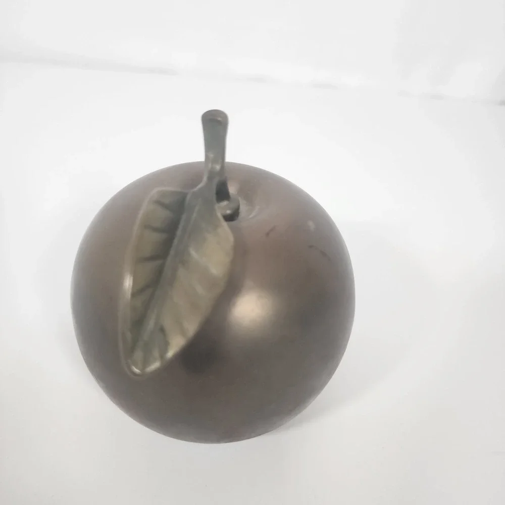 Vintage Solid Brass Apple Shape Bell Desktop Teacher Classroom